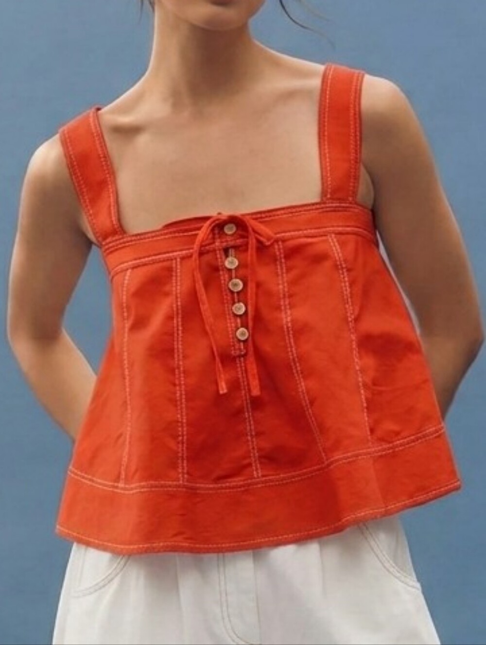 NWOT Orange Babydoll Tank Top  (0102)